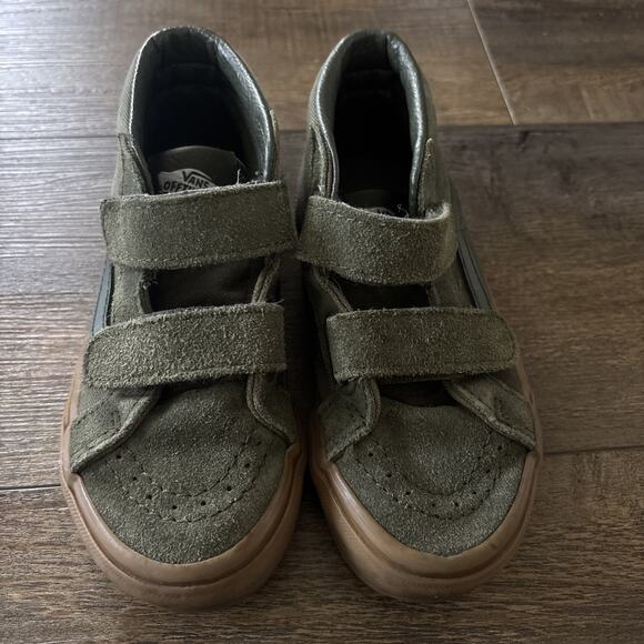 Boys Youth Size 12 Vans High Top Green Easy on off - Picture 1 of 5